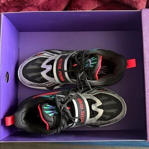 Black Kids Sneakers with Red Accent - Sporty Everyday Shoe